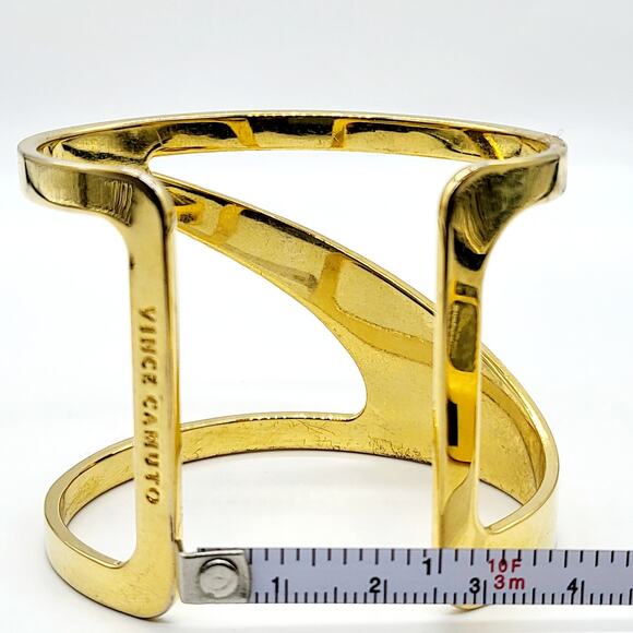 Vince Camuto Gold Tone Asymmetrical Wide Cut-Out Metal Cuff Women's Bracelet - Picture 8 of 8